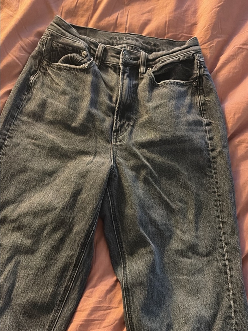 American Eagle Women’s Black Washed Jeans - Classic Straight Fit
